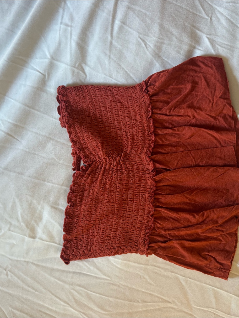 Hollister Rust Red Smocked Tube Mini Top